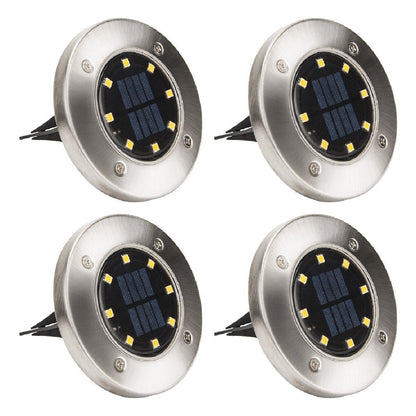 4PCS Solar Powered Disk Lights 8LED Solar Pathway Lights Outdoor Waterproof Garden Landscape Lighting for Yard Deck Patio