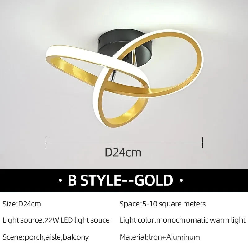 Modern LED Ceiling Light Acrylic Trefoil Dimmable Black White And Gold Indoor Lamp For Living Room Bedroom Dining Room Luminaire