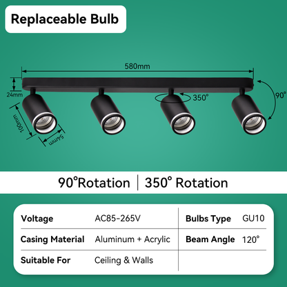Modern Ceiling Led Spot Light Replaceable GU10 Bulb Track Lighting for Living Room Kitchen Ceiling Lamp