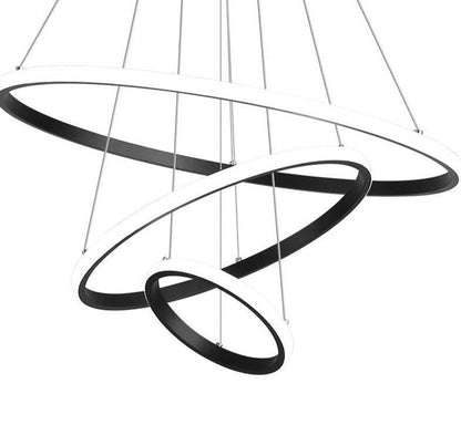 Modern LED Pendant Lights Hang Lamp Living Room Foyer White Coffee Black External Illumination Ring Lighting Luminaria Abajur De