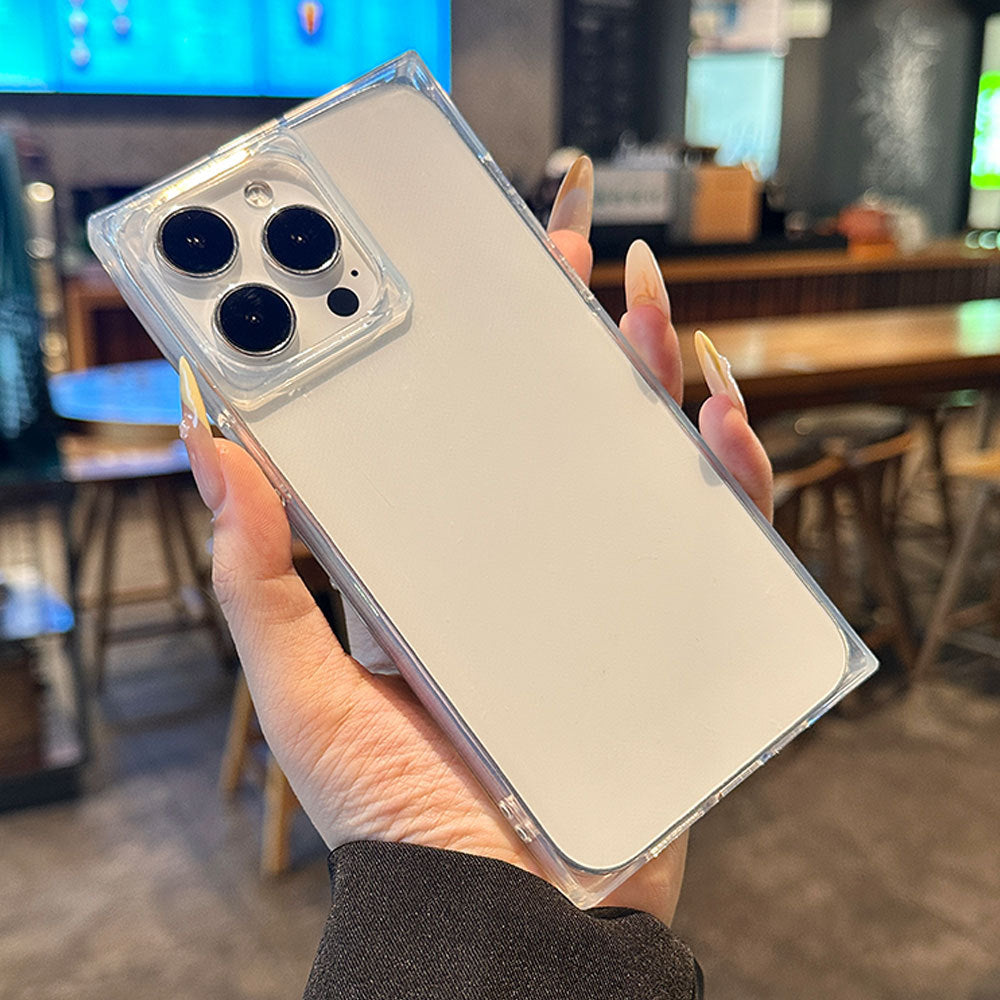 Luxury Ice Cube Square Soft Siicone Clear Case for iPhone 16 15 14 Pus 13 12 11 Pro Max Shockproof Crystal Rubber Phone Cover