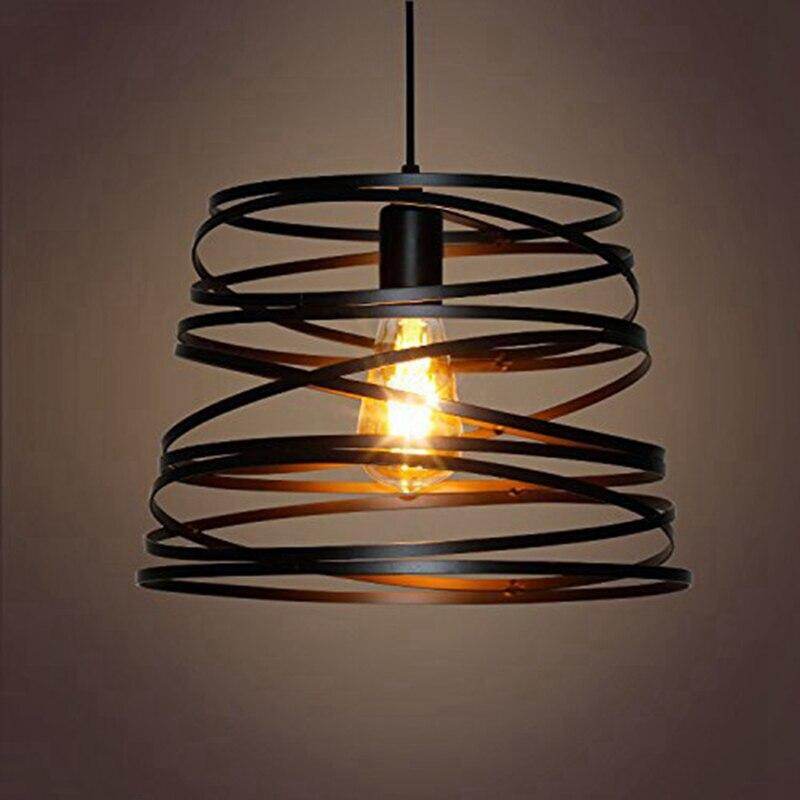 Iron Spiral Pendant Light Black / White Spring  Kitchen Island Suspension Lamp Dining Room Chandeliers Lighting Fixture