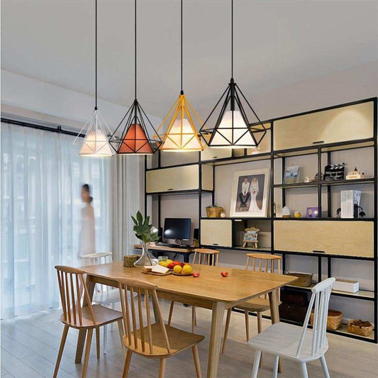 Nordic LED Diamond Pendant Light Colorful Lamp Shade E27 Creative Bar Tea Restaurant Lighting Attic Lights Spider Light Lamps