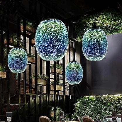 Modern 3D Colorful Nordic Starry Sky Hanging Glass Shade Pendant Lamp Lights E27 LED For Kitchen Restaurant Living Room