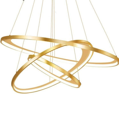 Golden Living Room Chandelier Post Modern Minimalist Atmosphere Light Luxury Nordic Art Ring Network Creative Restaurant Lamps