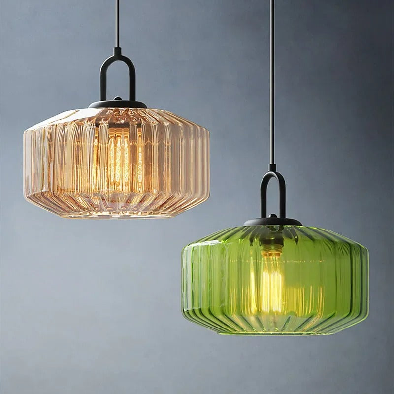 Retro Glass Pendant Light LED E27 Vintage Chandelier For Village Loft Bedroom Restaurant Indoor Hanging Lamp