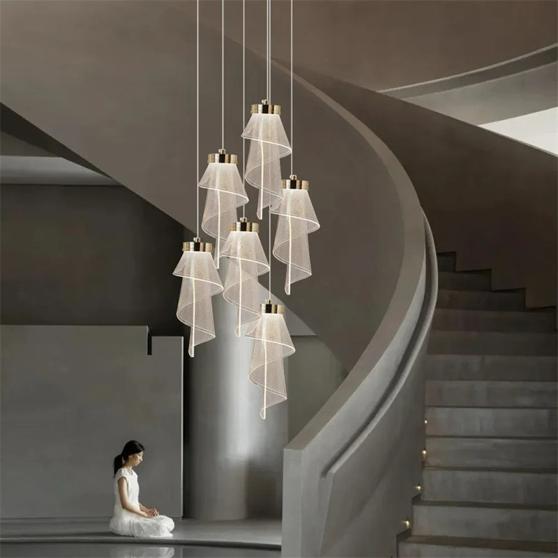 Modern Branch Chandelier Led Long Line Chandelier Villa Living Room Pendant Lights Dining Room Home Stair Chandelier Lighting