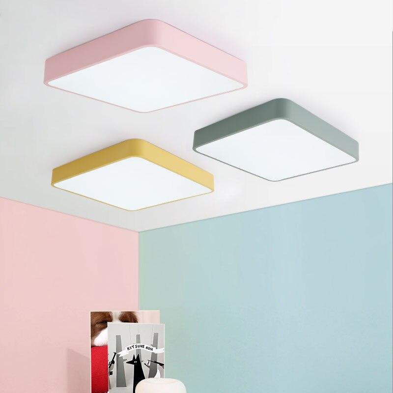 Modern LED Ceiling Light Ultra-thin Colorful Square  Iron Acrylic Kitchen Bedroom Indoor Dustproof Lighting Fixture