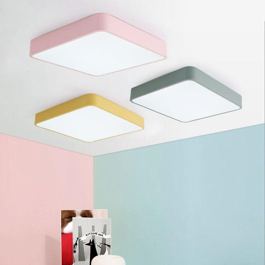 Modern LED Ceiling Light Ultra-thin Colorful Square  Iron Acrylic Kitchen Bedroom Indoor Dustproof Lighting Fixture