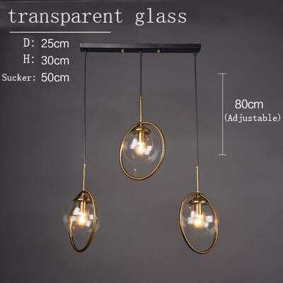 Nordic Gold Iron Chandelier Creative Post Modern Simple Bedroom Bedside Bar Coffee Restaurant Glass Ball Chandelier