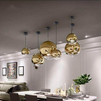 Modern TDixon Pendant Lights Gold Silver Mirror Ball Hanglamp Globe Glass Led Lamp Kitchen Living Room Bedroom Nordic Lamp