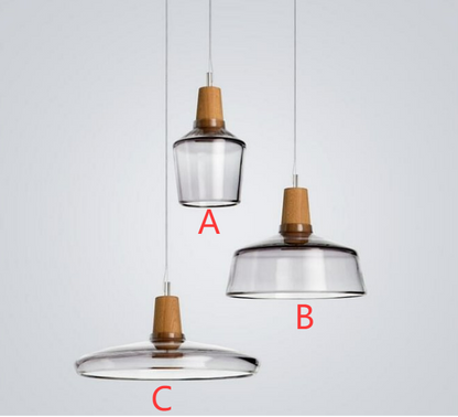 Nordic Wood Pendant Lights Glass Loft Industrial Decor Hanging Lamp Suspension Luminaire For Living Dining Room Fixtures E27
