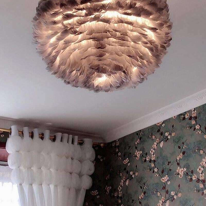 Modern Feather Pendant Lights White Nature Goose Romantic E27 Led Pendant Lamps For Home Lighting Restaurant Bedroom Living Room
