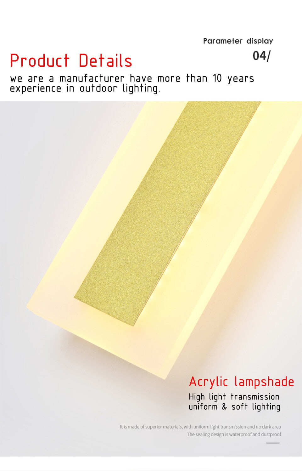 Outdoor Lighting Tall LED Wall Lamp IP65 Waterproof Aluminum Dimmable Gold Garden Porch Sconce Light 110V -220V Street Luminaire