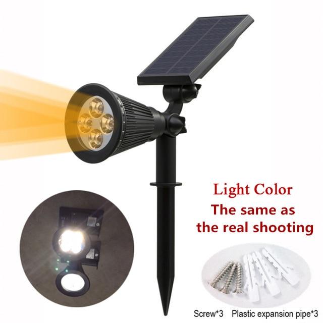 Solar Powered 4/7 LED Lamp Adjustable Solar Spotlight In-Ground IP65 Waterproof Landscape Wall Light Outdoor Lighting