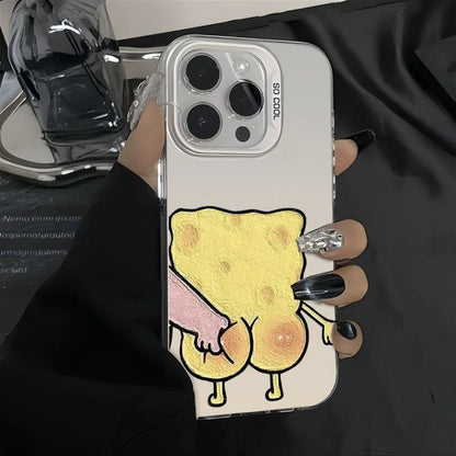 Hot S-SpongeBobs Pinch Butt Couple Phone Case For iPhone 17 16 Pro Max Case 15 14 13 12 11 Pro XR X XS Max 8 7 TPU Shockproof Cover