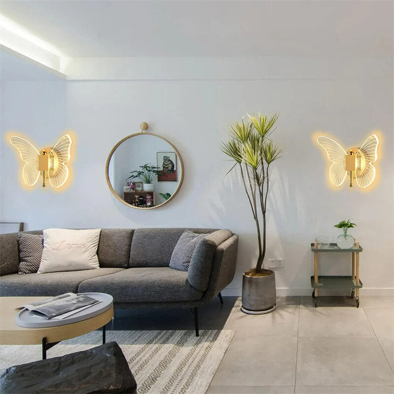 LED Butterfly Wall Lamp Indoor Lighting Bedroom Bedside Living Room Staircase Decoration Butterfly Wall Lamp Ceiling Light