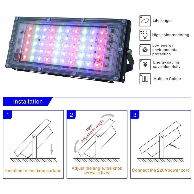 50W LED RGB Flood Light Lamp AC Outdoor Floodlight IP65 Waterproof Reflector Led Spotlight with Remote Control