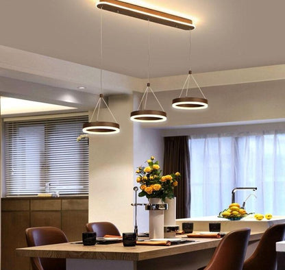 Coffee Led Pendant Light Kitchen Dinning Room Backside Lighting 3 Heads Round Acrylic Lamp Lustres Luminaire Indoor Fixtures