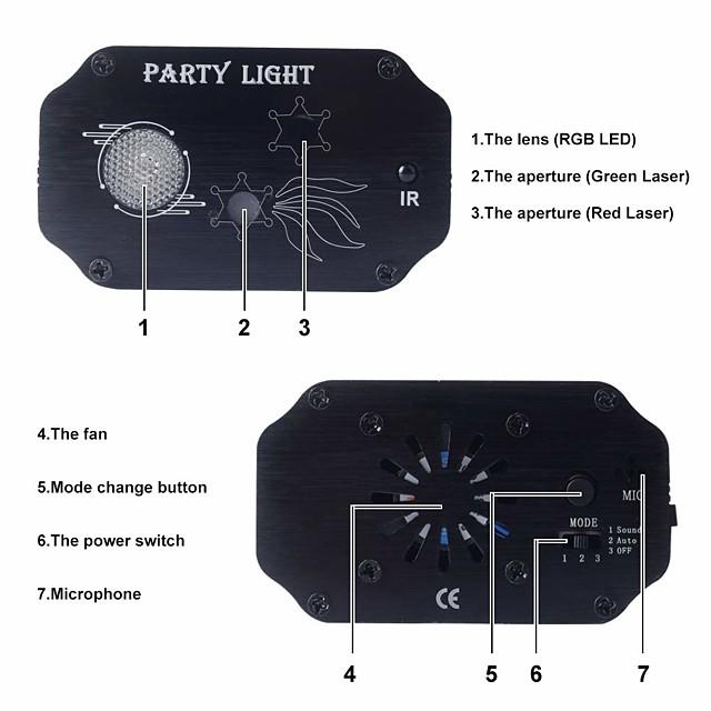 CHINLY Party Light RGB DJ Disco Laser Sound Activated LED Projector Christmas Halloween Decoration Wedding Gift Birthday Karaoke KTV Bars