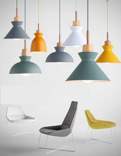 Nordic simple modern bedroom personality bar creative wrought iron color dining restaurant chandelier solid wood lamp
