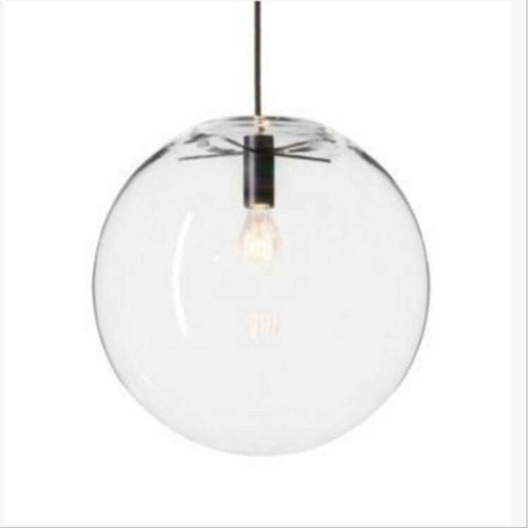 Modern Single-head Dining Room Bedroom Living Room Indoor Pendant Light Clear Bubble Glass Ball Pendant Lamp