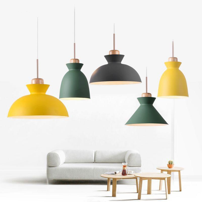 Nordic simple modern bedroom personality bar creative wrought iron color dining restaurant chandelier solid wood lamp