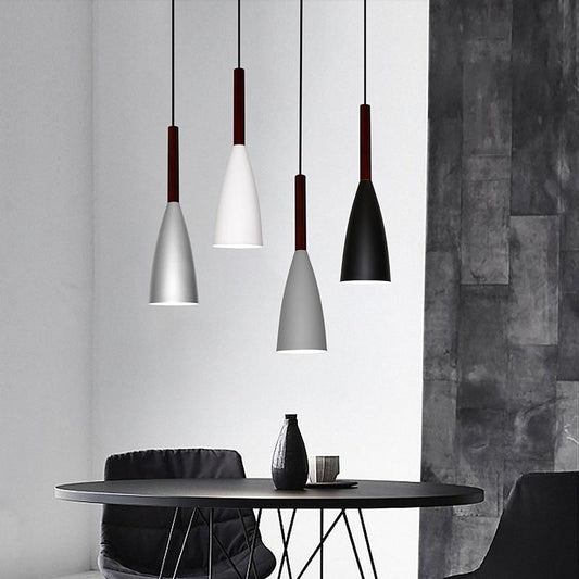 Nordic Minimalism Droplight E27 Aluminum Wood Pendant Lights, Home Restaurant Decor Lighting Lamp And Bar Showcase Spot Light