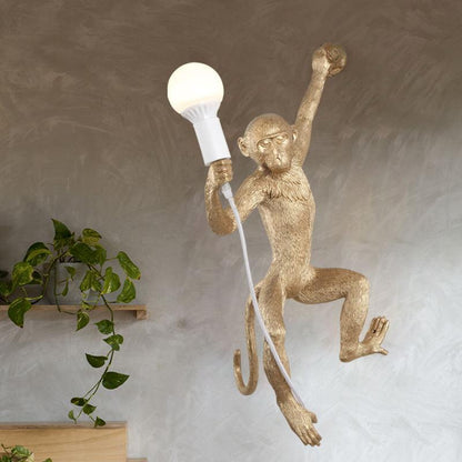 Modern Lovely Gold White Monkey Hemp Rope Pendant Lamp For Children Home Bar Cafe Decoration