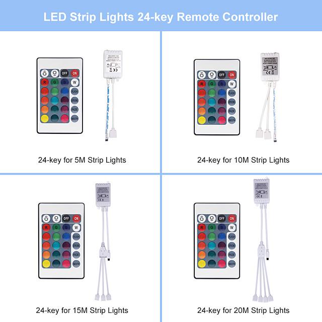 5M 10M 15M 20M LED Strip Lights RGB DC12V LED Lights Flexible Color Change SMD 2835 with IR Remote Controller and 100-240V Adapter for Home Bedroom Kitchen TV Back Lights DIY Deco