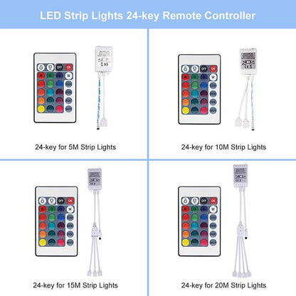 5M 10M 15M 20M LED Strip Lights RGB DC12V LED Lights Flexible Color Change SMD 2835 with IR Remote Controller and 100-240V Adapter for Home Bedroom Kitchen TV Back Lights DIY Deco