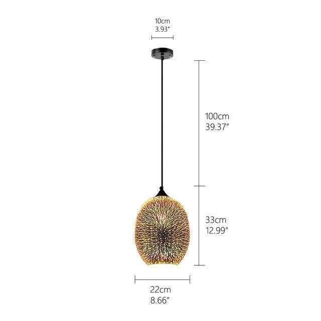 Modern 3D Colorful Romantic Starry Sky Hanging Glass Shade Pendant Lamp Lights Fixture E27 For Bedroom Restaurant Living Room