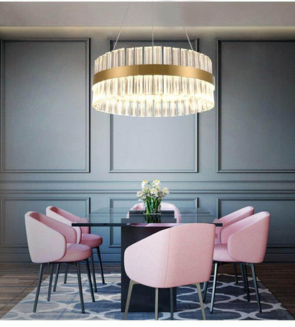 New Designer Round Modern Crystal Pendant Lights Luxury Dinning Room Hanglamp Duplex Building Hall Light Fixtures Hanging Lamp