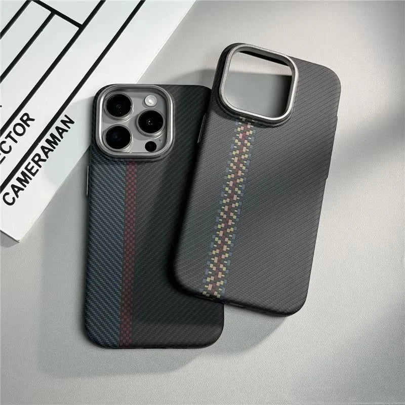 Geometric Carbon Fiber texture 3D Relief Magsafe case for iphone 17 16 Wireless Charging Hard Case