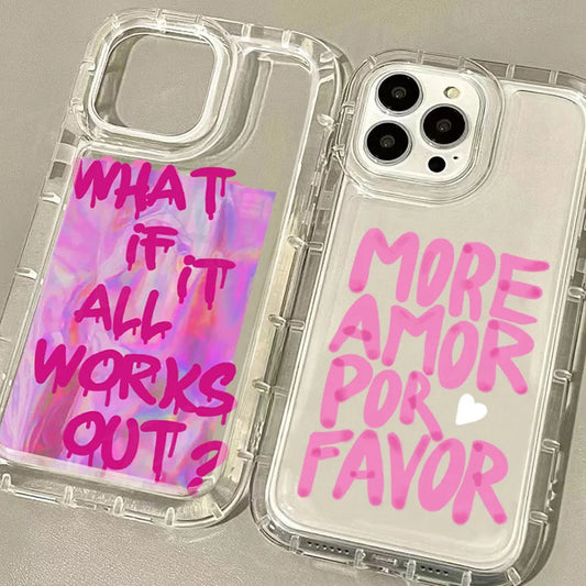 Colorful More Amor Por Favor Case For iPhone 16 15 14 Shockproof Clear Silicone Cover