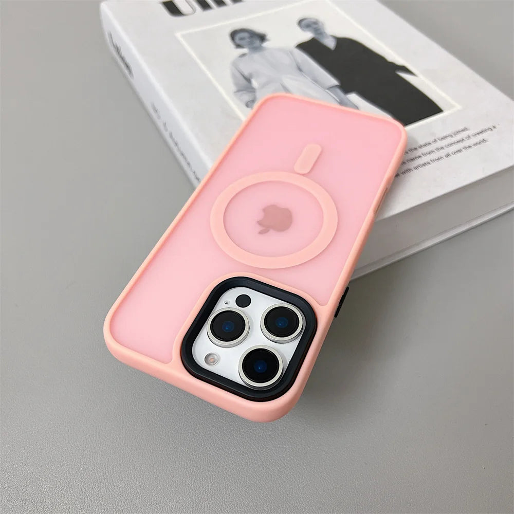 Luxury Magnetic Magsafe Wireless Charge Phone Case For iPhone 16 15 Shockproof Matte Case