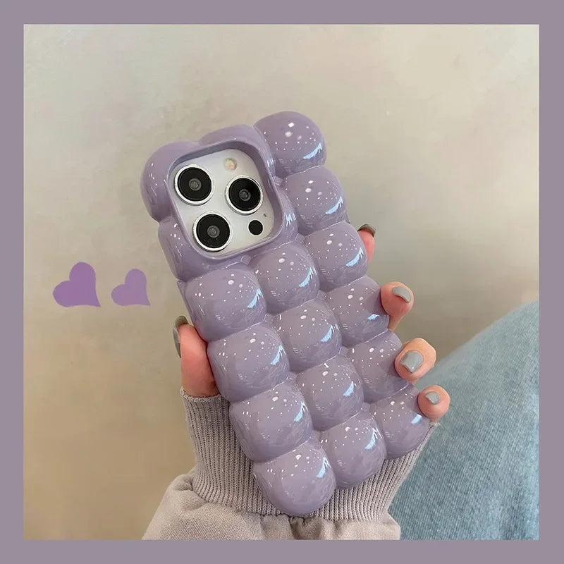 Cute Cartoon 3D Block Lattice Case for iPhone 16 15 14
