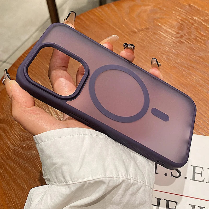 Clear Shockproof For Magsafe Wireless Charge Magnetic Case for iPhone 16 15 14 Matte Bumper Cover