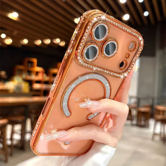 Bling Crystal Lens Film Transparent For Magsafe Magnetic Wireless Charging Case For iPhone 17