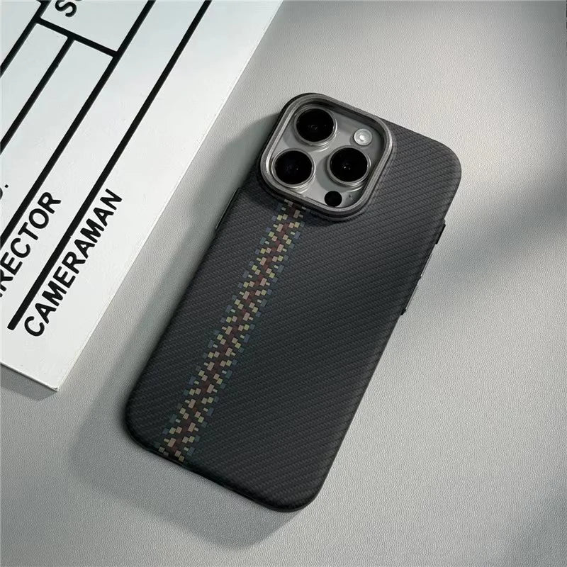 Geometric Carbon Fiber texture 3D Relief Magsafe case for iphone 17 16 Wireless Charging Hard Case