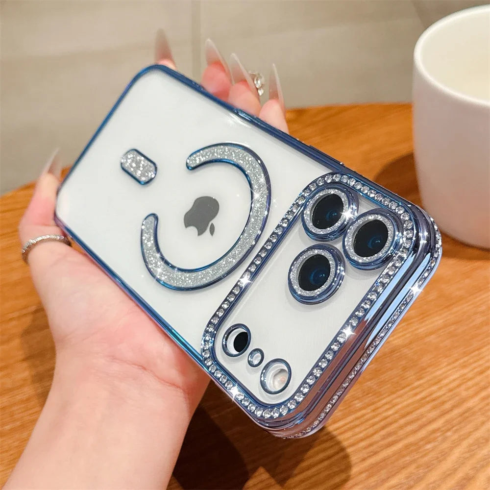 Bling Crystal Lens Film Transparent For Magsafe Magnetic Wireless Charging Case For iPhone 17