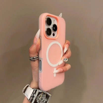 Luxury Candy Color 2 IN 1 Magsafe Case for iPhone 16 15 14 Magnetic Wireless Charge Matte Soft Cover