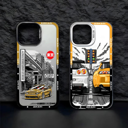 Tokyo Sports Racing JDM Drift Car Phone Case For iPhone 16 15 14 Anti Fall Matte Cover