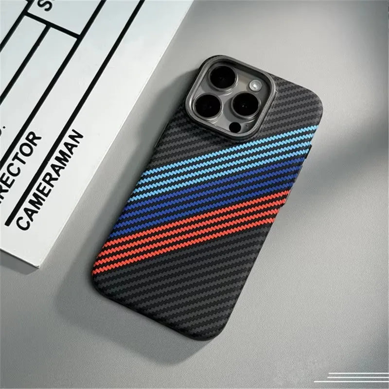 Geometric Carbon Fiber texture 3D Relief Magsafe case for iphone 17 16 Wireless Charging Hard Case