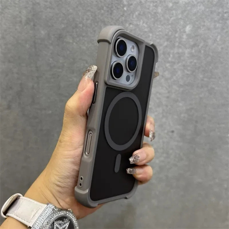Magnetic Matte Fall Prevention  Armor Shockproof Magsafe Case For iPhone 16 15 14