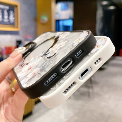 Floral Clear For Magsafe Magnetic Wireless Charging Case For iPhone 16 15 14 Hard Bumper Cover