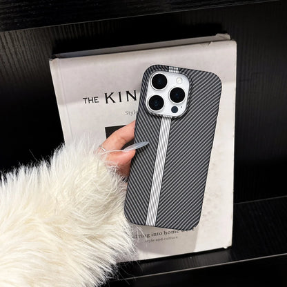 Carbon Fiber Kevlar Texture Hard Case For iPhone 17 Luxury Lines Retro Bumper Cover