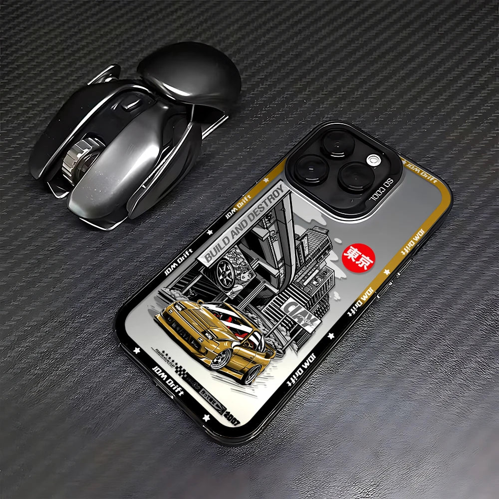 Tokyo Sports Racing JDM Drift Car Phone Case For iPhone 16 15 14 Anti Fall Matte Cover