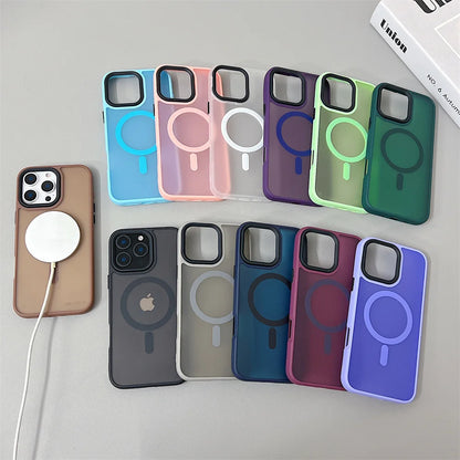 Luxury Magnetic Magsafe Wireless Charge Phone Case For iPhone 16 15 Shockproof Matte Case