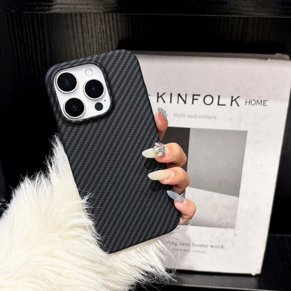 Carbon Fiber Kevlar Texture Hard Case For iPhone 17 Luxury Lines Retro Bumper Cover